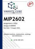 MIP2602 Assignment 4 (DETAILED ANSWERS) 2024 - DISTINCTION GUARANTEED