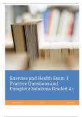 Exercise and Health Exam 1 Practice Questions and Complete Solutions Graded A+