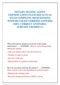 NOTARY SIGNING AGENT CERTIFICATION EXAM 2024 ACTUAL EXAM COMPLETE 100 QUESTIONS WITH DETAILED VERIFIED ANSWERS (100% CORRECT ANSWERS) / ALREADY GRADED A+