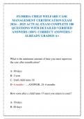 FLORIDA CHILD WELFARE CASE  MANAGEMENT CERTIFICATION EXAM  2024 – 2025 ACTUAL EXAM COMPLETE 180  QUESTIONS WITH DETAILED VERIFIED  ANSWERS (100% CORRECT ANSWERS) /  ALREADY GRADED A+