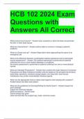 HCB 102 2024 Exam Questions with Answers All Correct