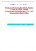 COMPLETE TEST BANK:  Leifer's Introduction To Maternity & Pediatric Nursing In Canada, 1edition By Lisa Keenan-Lindsay Questions With 100% Correct Answers Latest Update. 	
