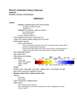 RTA 211- Production Theory: Lecture 2