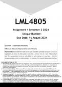 LML4805 Assignment 1 (ANSWERS) Semester 2 2024 - DISTINCTION GUARANTEED