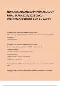 NURS 676 ADVANCED PHARMACOLOGY FINAL EXAM 2024/2025 (WCU) VERIFIED QUESTIONS AND ANSWERS