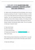 HUN 2201 EXAM QUESTIONS AND CORRECT ANSWERS VERIFIED LATEST 2023-2024 GRADE A +