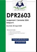 DPR2603 Assignment 1 (QUALITY ANSWERS) Semester 2 2024