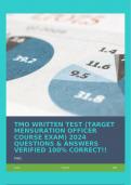 TMO WRITTEN TEST (TARGET MENSURATION OFFICER COURSE EXAM) 2024 QUESTIONS & ANSWERS VERIFIED 100% CORRECT!!