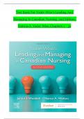 TEST BANK For Leading And Managing In Canadian Nursing, 2nd Edition, by Patricia S. Yoder-Wise, Verified Chapters 1 - 32, Complete Newest Version