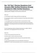 Nur 122 Test 1 Review Questions And Answers With Verified Solutions Already (Graded A+) With Verified Solutions