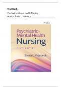 Test Bank - Psychiatric Mental Health Nursing, 9th Edition ( Sheila L. Videbeck,2024) 1-24 Chapter|| All Chapter || Instant Download