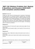  MAT 136 (Mobius) Problem Set: Module 8 Questions and Answers 2024/2025 with complete solution;SNHU