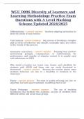 WGU D096 Diversity of Learners and Learning Methodology Practice Exam Questions with A Level Marking Scheme Updated 2024/2025