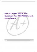 BIO 182 FINAL EXAM ASU Questions And ANSWERS Latest  2024 Update