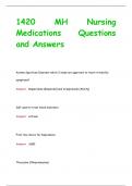 1420 MH Nursing  Medications Questions  and Answers