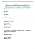 Education 622 (Phycology) Multiple  Exam Questions and Answers Rated A.