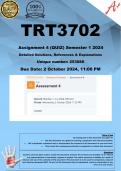 TRT3702 Assignment 4 (COMPLETE ANSWERS) Semester 2 2024 (253088)- DUE 2 October 2024