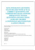 XCEL INSURANCE LICENSING  EXAM 2024-2025 WITH ACTUAL  CORRECT QUESTIONS AND  VERIFIED DETAILED ANSWERS  |FREQUENTLY TESTED  QUESTIONS AND SOLUTIONS  |ALREADY GRADED  A+|NEWEST|GUARANTEED PASS  |LATEST UPDATE