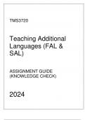 TMS3720 - Assignment Guide (Knowledge Check) 2024 - Teaching Additional Languages(FAL & SAL)