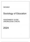 SED2601 - Assignment Guide (Knowledge Check) 2024 - Sociology of Education