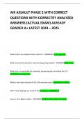 AIR ASSAULT PHASE 2 WITH CORRECT  QUESTIONS WITH CORRECTRY ANALYZED ANSWERS (ACTUAL EXAM) ALREADY GRADED A+ LATEST 2024 – 2025