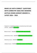   MAKO 101 WITH CORRECT  QUESTIONS WITH CORRECTRY ANALYZED ANSWERS (ACTUAL EXAM) ALREADY GRADED A+ LATEST 2024 – 2025  