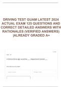 DRIVING TEST GUAM LATEST 2024 ACTUAL EXAM 125 QUESTIONS AND CORRECT DETAILED ANSWERS WITH RATIONALES (VERIFIED ANSWERS) |ALREADY GRADED A+