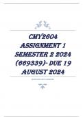 CMY2604 Assignment 1 Semester 2 2024 (669339)- DUE 19 August 2024