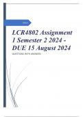 LCR4802 Assignment 1 Semester 2 2024 - DUE 15 August 2024