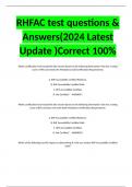 RHFAC(2024 Latest Update)Correct Questions & Solutions(RATED A)EXAM BUNDLE