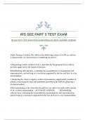 IRS SEE PART 3 TEST EXAM WITH GUARANTEED ACCURATE ANSWERS |VERIFIED