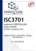 ISC3701 Assignment 4 PORTFOLIO (DETAILED ANSWERS) 2024 - DISTINCTION GUARANTEED