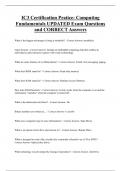 IC3 Certification Pratice: Computing  Fundamentals UPDATED Exam Questions  and CORRECT Answers