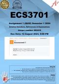 ECS3701 Assignment 1 (COMPLETE ANSWERS) Semester 2 2024 (892435)- DUE 12 August 2024