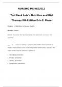 Test Bank for Lutz's Nutrition and Diet Therapy, 8th Edition by Erin E. Mazur