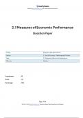 2.1- Measures of Economic Performance- A level Economics Edexcel Exam Questions