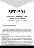 BPT1501 Assignment 2 (ANSWERS) Semester 2 2024 - DISTINCTION GUARANTEED