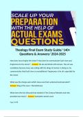 Theology Final Exam Study Guide/ 135+ Q&A/ 2024-2025  