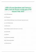 APEA Exam Questions and Answers 100% Solved| Pearls to help pass FNP boards Title 2024