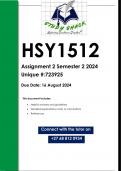 HSY1512 Assignment 2 (QUALITY ANSWERS) Semester 2 2024