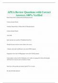 APEA Review Questions with Correct Answers 100% Verified