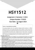 HSY1512 Assignment 2 (ANSWERS) Semester 2 2024 - DISTINCTION GUARANTEED