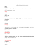 SOC 100 FINAL EXAM PART 1 & 2