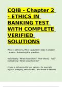 CQIB - Chapter 2 - ETHICS IN BANKING TEST WITH COMPLETE VERIFIED SOLUTIONS.