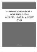 COM2604 Assignment 1 (COMPLETE ANSWERS) Semester 2 2024 (817738) - DUE 21 August 2024 - Course Media Studies  Mass Communication and Media Theory (COM2604) - Book