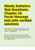 Milady Esthetics Test Questions- Chapter 16 Facial Massage test with verified solutions