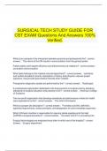   SURGICAL TECH STUDY GUIDE FOR CST EXAM Questions And Answers 100% Verified.