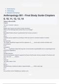 Social Science Anthropology Biological Anthropology Anthropology 001 - Final Study questions and correct answers (elaborations) with 100% accurate , verified , latest fully updated , 2024/2025 ,already passed , graded a+, complete solutions guarantee dist