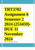 TRT3702 Assignment 6 (COMPLETE ANSWERS) Semester 2 2024 (253459)- DUE 11 November 2024 ; 100% TRUSTED Complete, trusted solutions and explanations. 