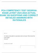 PCA COMPETENCY TEST GEORGIA EXAM LATEST 2023-2024 ACTUAL EXAM 100 QUESTIONS AND CORRECT DETAILED ANSWERS WITH RATIONALES